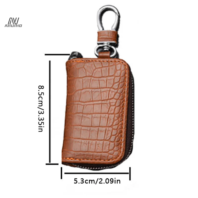 Car Keychain Cover Crocodile Pattern Men's Keychain Leather Car Key Wallet Butler Key Storage Bag Zipper Key Bag Unisex Pouch