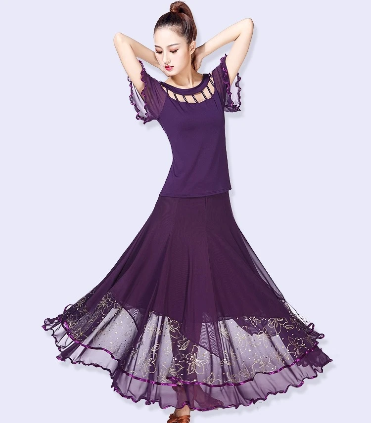 Conjunto de falda grande personalizada para danza moderna de jazz para mujer, traje de competición profesional para actuación de baile de salón, vals, tango