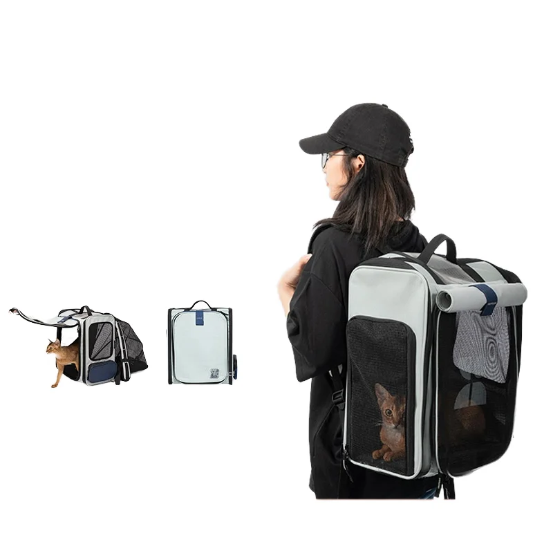 

Fashionable Oxford Material Cat Bag Portable Space Capsule Pet Travel Backpack with Large Capacity for Dogs Solid Pattern