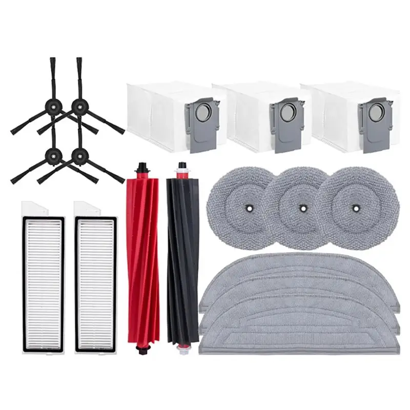 

BYBS-For Roborock S8 Maxv Ultra/S8 Max Ultra Accessories Double Main Roller Brush Side Brush Filter Mop Pads Dust Bags Parts