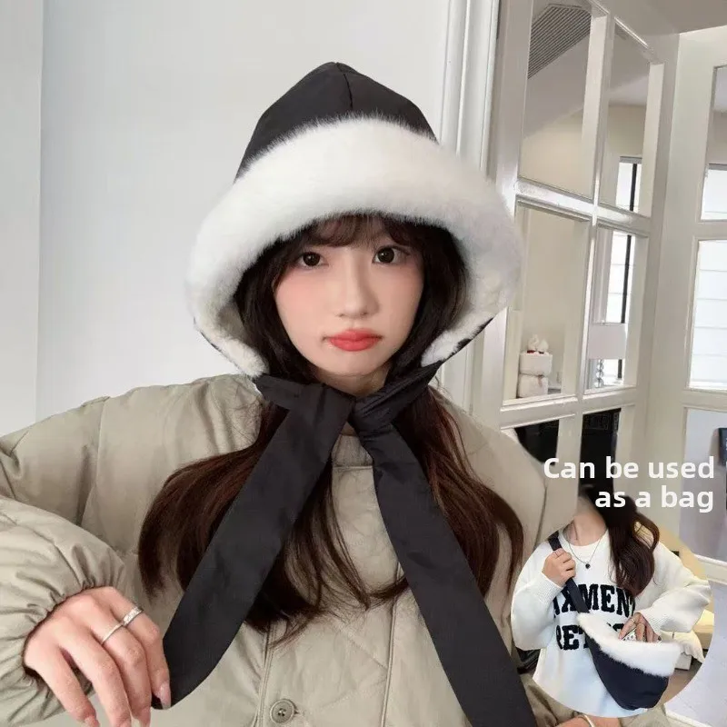 Cold Resistant Hearing Protection Plush Cotton Hat Thick Fleece Lining Two in One Design Warm Ear Protective for Winter Skiing