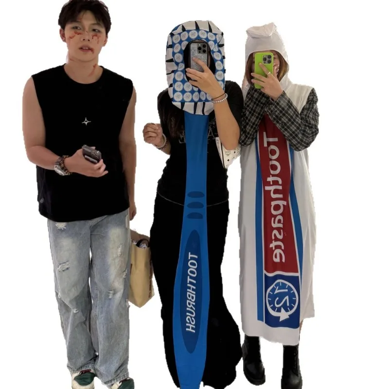 Halloween cosplay costume toothbrush toothpaste couple costume
