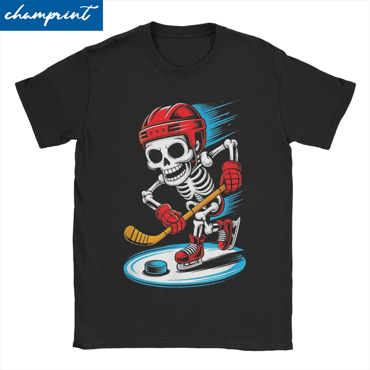 

Креативная забавная хоккейная футболка со скелетом на Хэллоуин для мужчин и женщин, хлопковые футболки с круглым вырезом, футболки с короткими рукавами, одежда с принтом