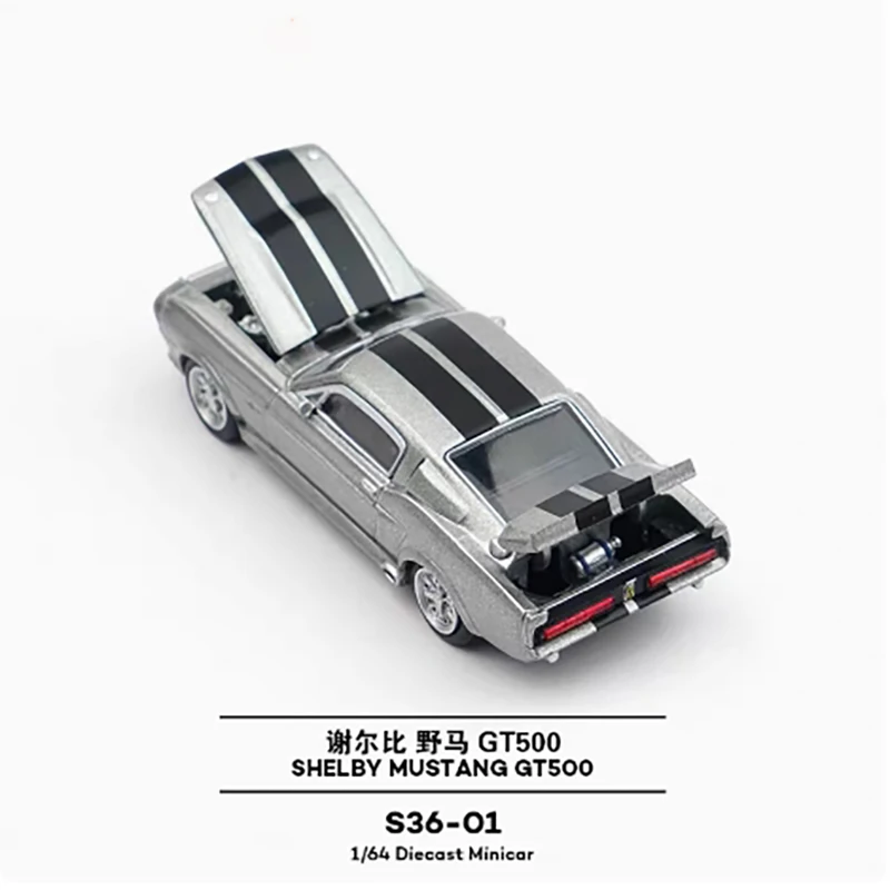 Diecast 1: 64 escala shelby mustang gt500 simulação liga modelo de carro simulação produto acabado pequena escala metal carro hobby brinquedos