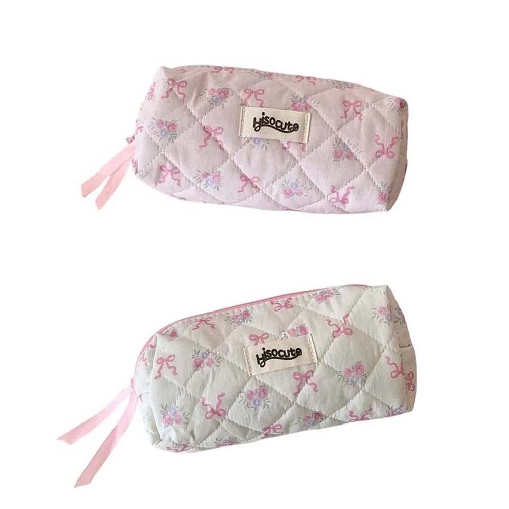 Bowknot Bow Stationery Bag Pink/White Large Capacity Korean Style Pencil Case Aesthetic Ins Style Bow Pencil Pouch Student