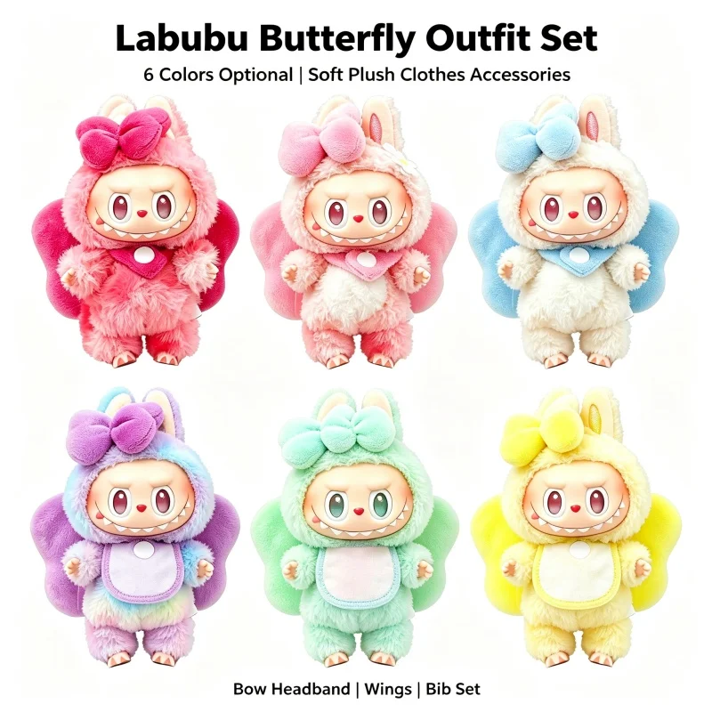 Cute Shape Stars Big 7 Colors Butterfly For 15 17cm Labubu Trendy Accessories Fashion Style Mini Doll Clothes Lovely Decoration