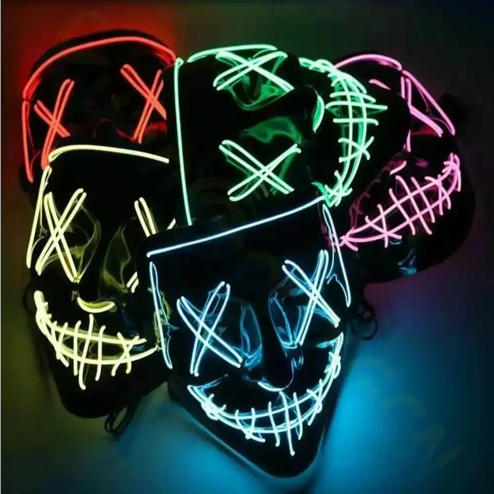 Halloween Neon Mask LED Mask Masque  cGlow In The Dark Funny Masks Cosplay Costume Supplies Masquerade Party Masks