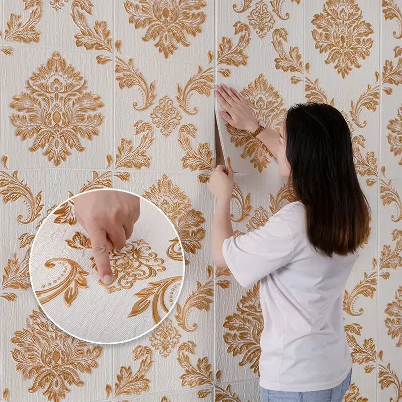 3D Wall Sticker Wallpaper Self-adhesive Thickened Living Room Bedroom Warm Waterproof Moisture-proof TV Background Decoration