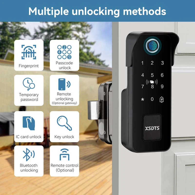 Smart Door Lock Fingerprint Outdoor Garden Remote Control Tuya APP Card Digital Code Electronic Double Rim Lock﻿ ﻿