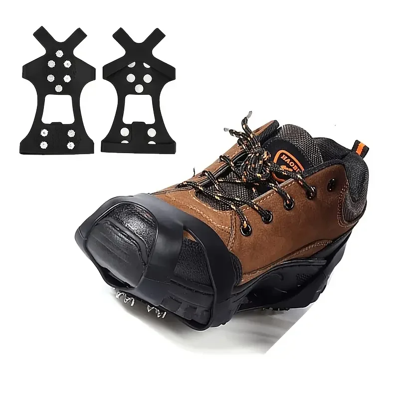 1pair 10-spikes Ice Shoes Gripper, Non-slip Ice Cleats For Shoes And Boots In Winter