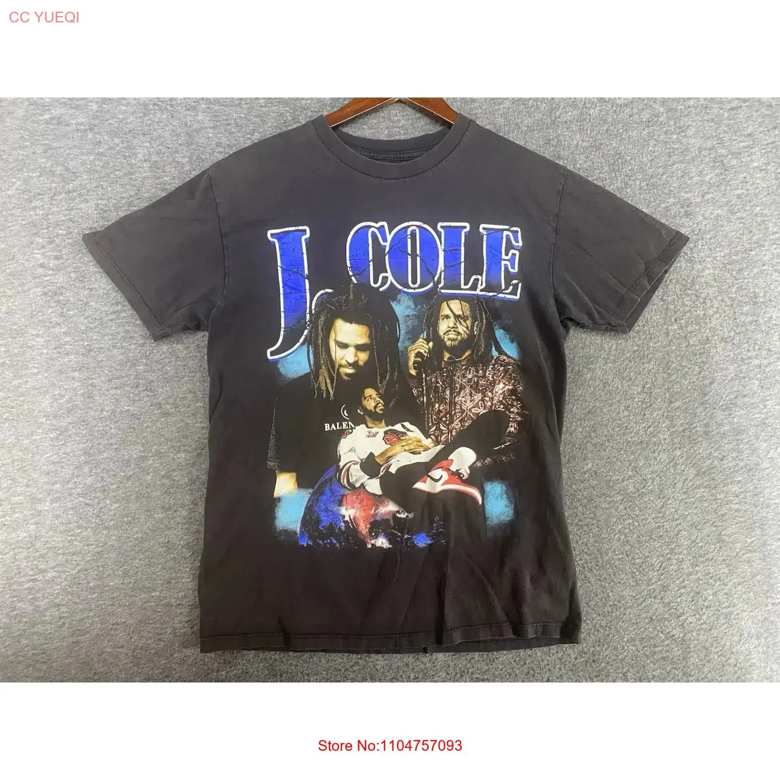 J Cole Rapper Hip Hop Mens Black T Shirt Size Small vintage Washed Comfortable Stylish Soft Versatile Casual Unisex Slightly