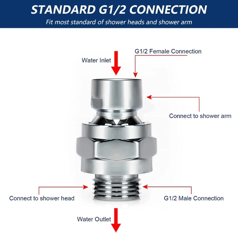 Conector chuveiro ajustável bronze, adaptador giratório cabeça chuveiro, junta esferas, componente universal