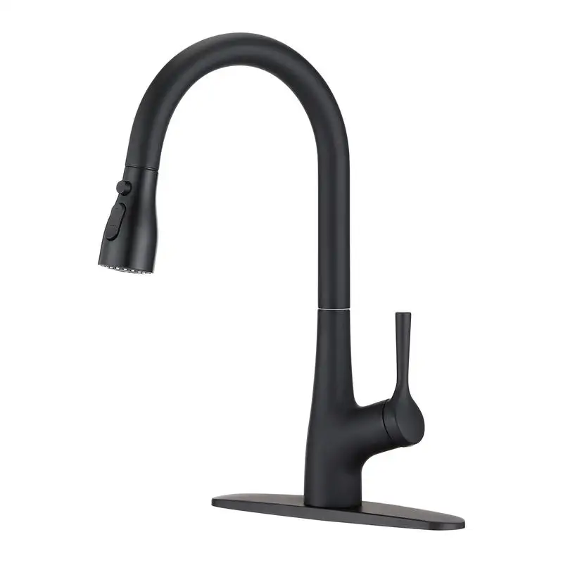 

Matte Black Single Handle Pull Down Kitchen Faucet
