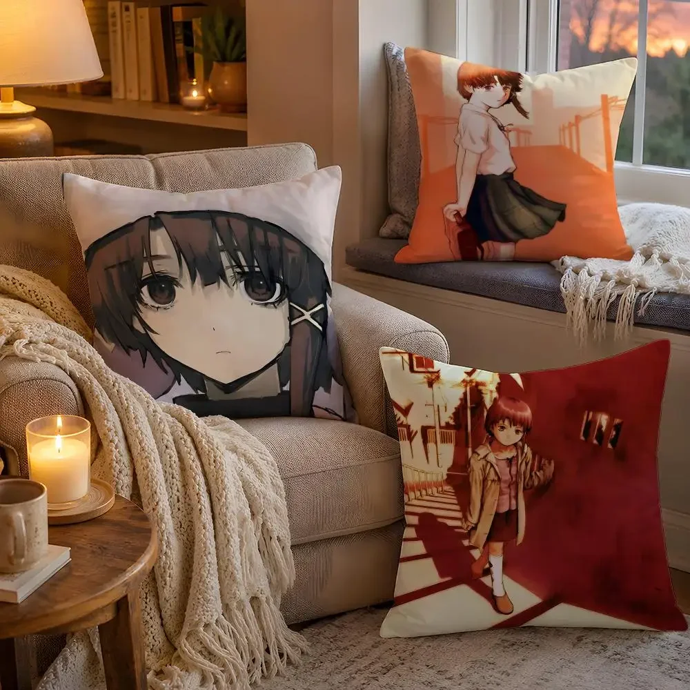 S-Serial Experiments Lain Cushion Cover Pillow Cover Soft Plush Fabric Removable Washable Sofa Chair Bed Decoration