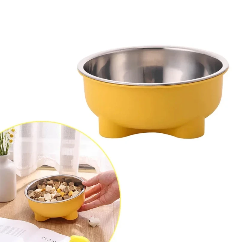 

A Stainless Steel Pet Dog Bowl Anti Slip Four-Legged Solid Color Dog Bowl and Cat Bowl Easy To Clean for Indoor and Outdoor Use