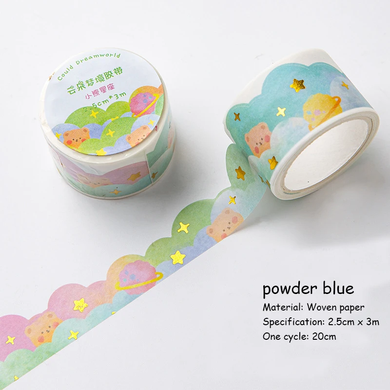 3 m/rol schattige wolk sprankelende tapes papier decoratieve journaling zelfklevende afplakband scrapbooking ambachtelijke dagboek briefpapier cadeau