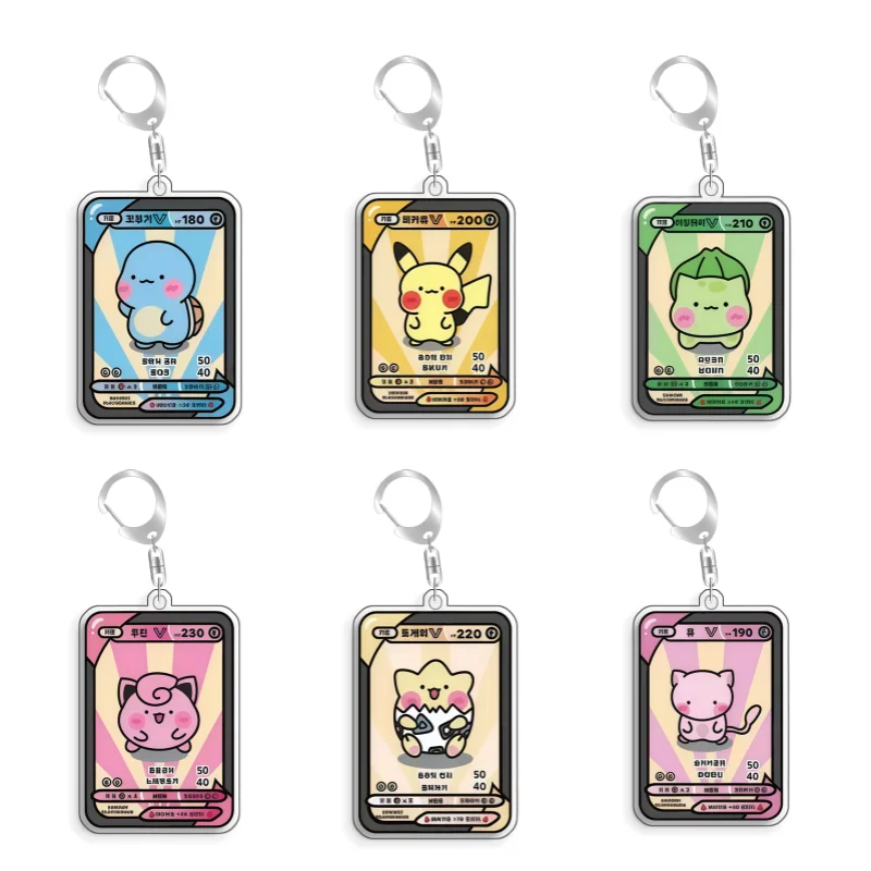 For Pokemon Elf Qikchu Clefairy Togepi Bulbasaur Mew Original Acrylic Selfmade Cute Cartoon Anime Keychain Pendant Toy Gift 5cm