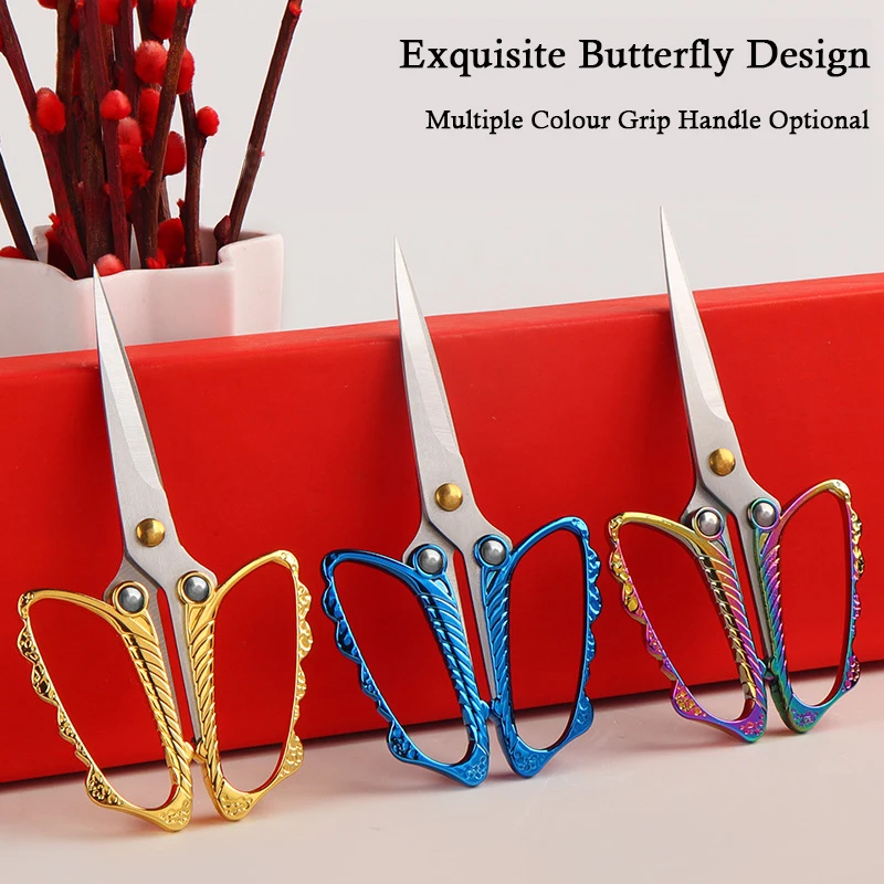 XITUO Exquisite Butterfly-shaped Retro Scissors Multifunction Small Shear Knife Beauty Paper-cut Utility Kitchen Tool Scissors