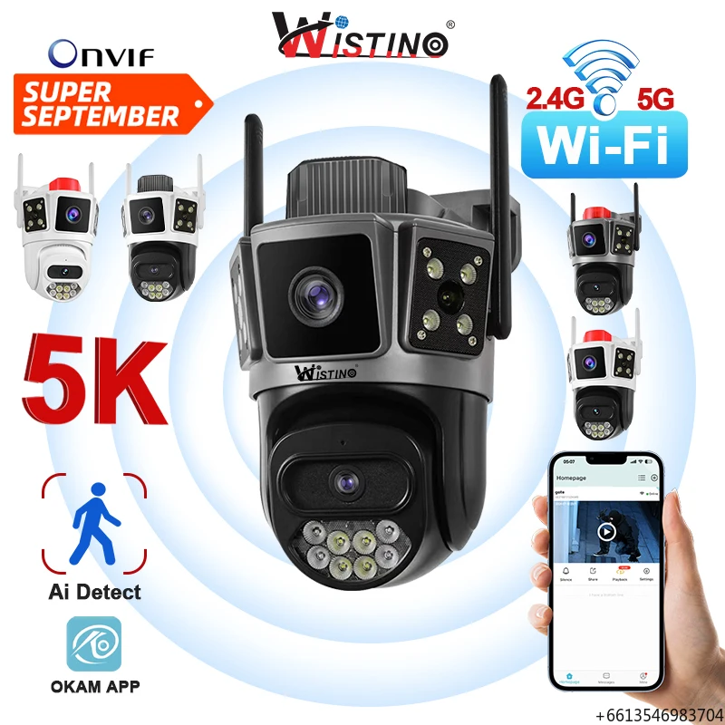 

Wistino 10MP Dual Lens Outdoor 5G Wifi Security Camera Night Vision Full Color AI Motion Detection Cctv Camera System