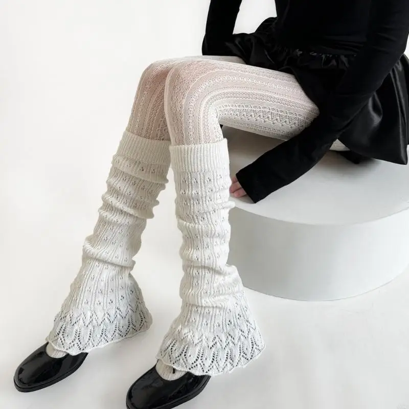 

QX2D 1 Pair Vintage 90s Ribbed Leg Warmer Knit Flared Socks for Fashionable Lover