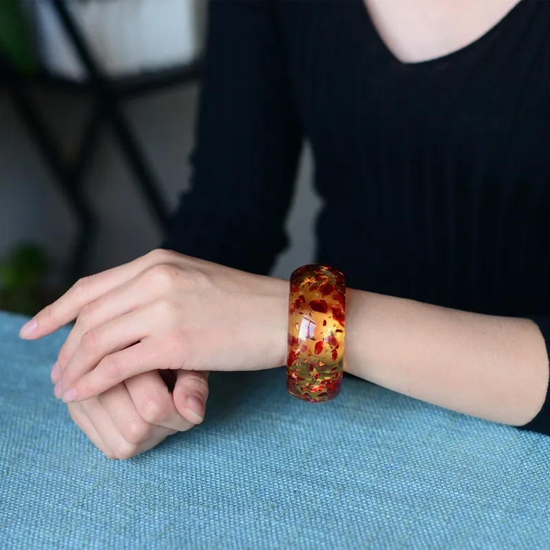 المياه النظيفة سبلاش قصيدة سوار النفط الأصفر العسل الشمع العنبر سوار بسيط المرأة Handstring سوار من اليشم الإسورة للنساء