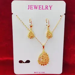 Dubai Fashion Gold Color Necklace Earrings for Women Indian African Bridal Wedding Jewelry Sets Birthday Party Gifts Wholesale