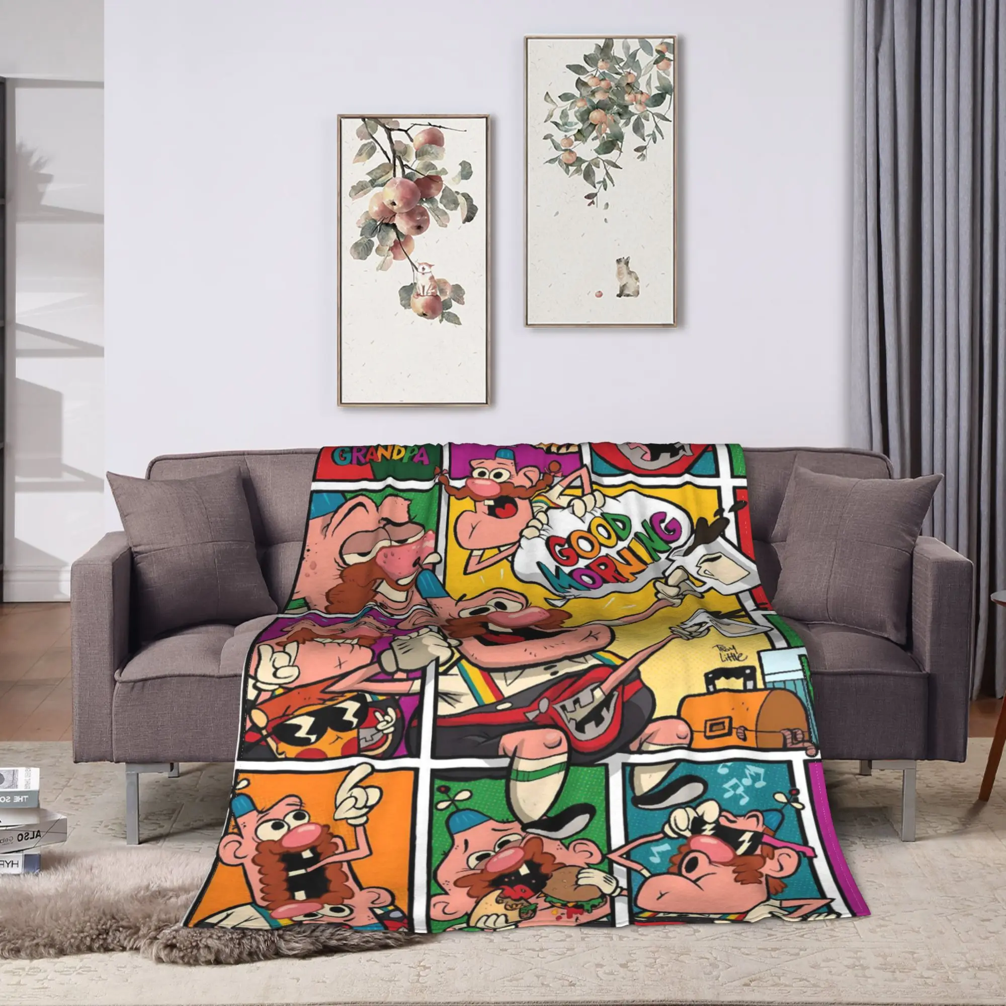 Warm Soft Blanket Picnic Uncle Grandpa Bedding Throws  Flannel Bedspread For Couch Chair Street Trend Sofa Bed Cover