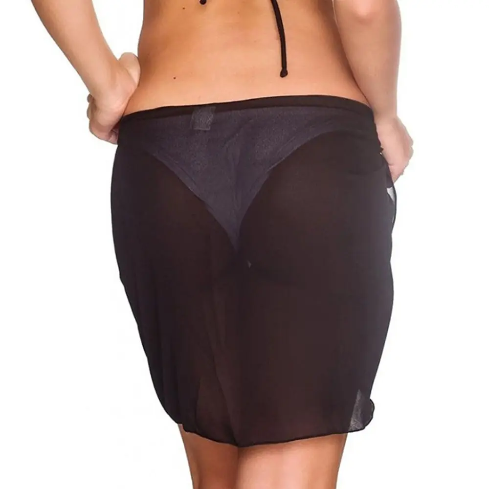 Sarongs courtes pour femmes, Cover-Up pour maillot de bain, jupe courte transparente, écharpe en mousseline de soie, Cover-Up pour maillots de bain