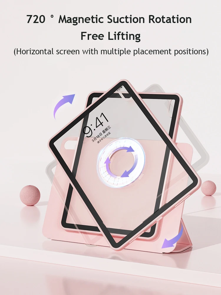 2025 M5 For iPad Air Pro 13 11th Case 2026 M4 2024 Powerful Magnetic Attachment Slim Trifold Stand Case For iPad 10th Mini A17 6