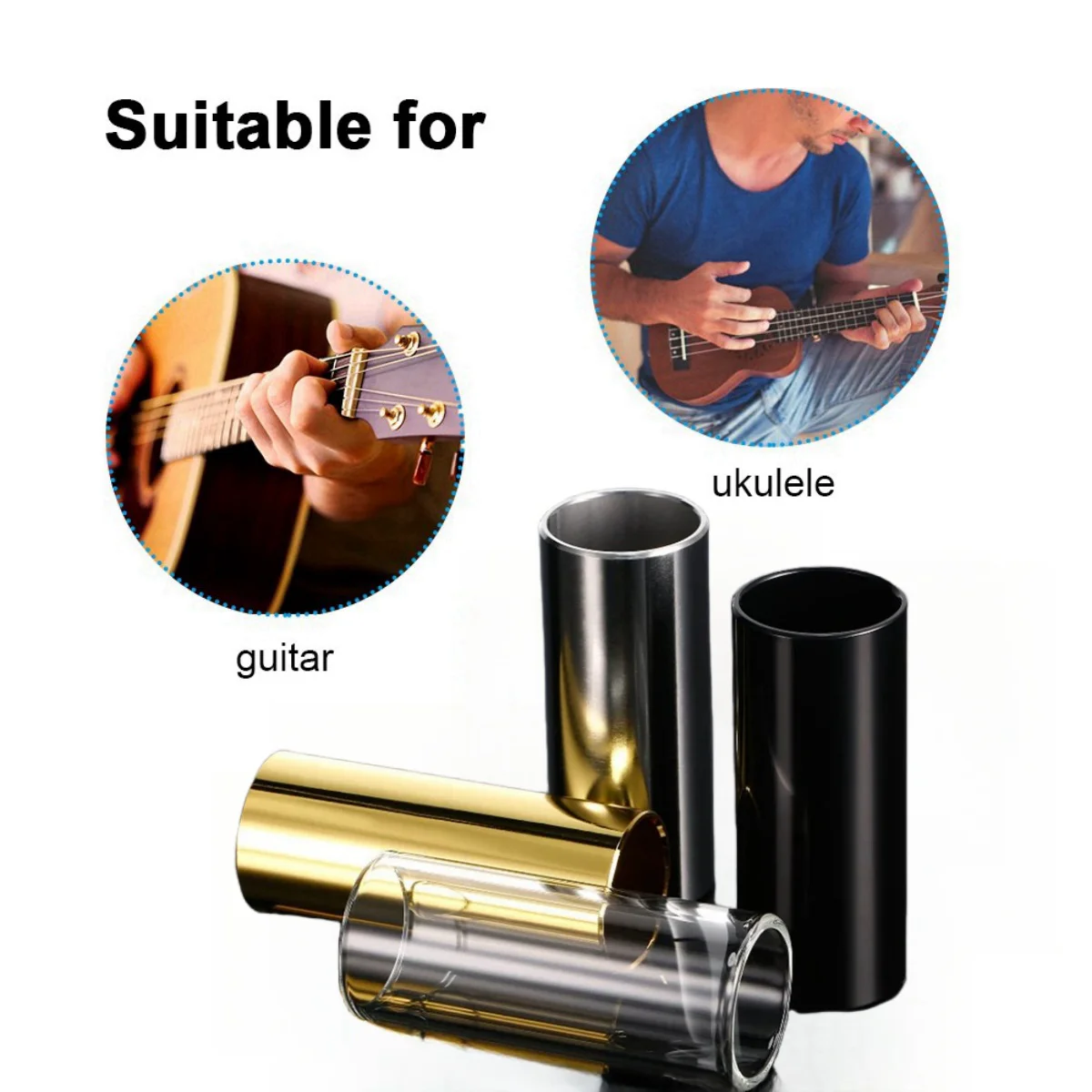 Miwayer Slider 60MM High Guitar Slide Bar Stainless Steel Metal/Glass Finger Slides Ukulele String Instruments Guitar Accessorie