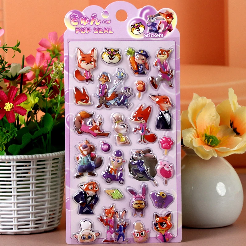Cartoon Zootopia 3D Mini Puffy Stickers Judy Nick Diy Kawaii Stickers Scrapbook Laptop Phone Case Crystal Stickers image 5