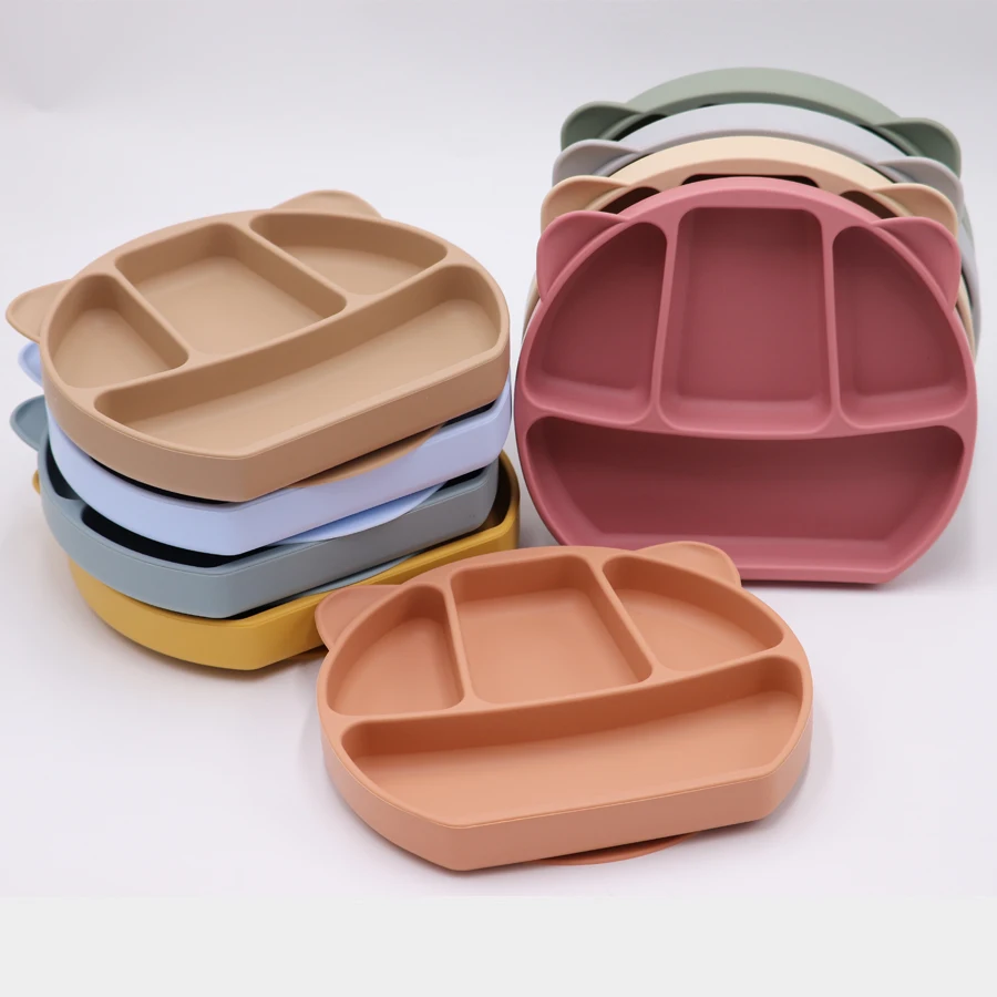 Tazas biodegradables de grado alimenticio para bebé, platos de cena de silicona con pajita, base de succión, cuencos de alimentación para niños pequeños