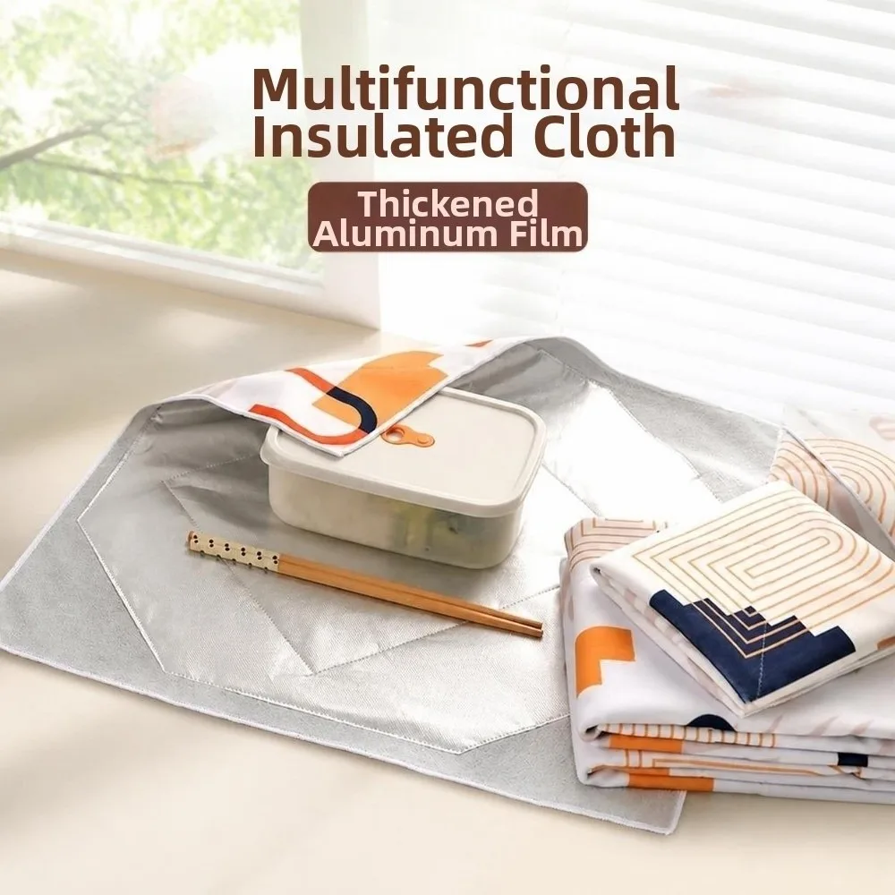 Aluminum Foil Lining Lunch Box Wrapping Cloth Portable Foldable Cold Hot Insulation Cover Eco-Friendly Reusable