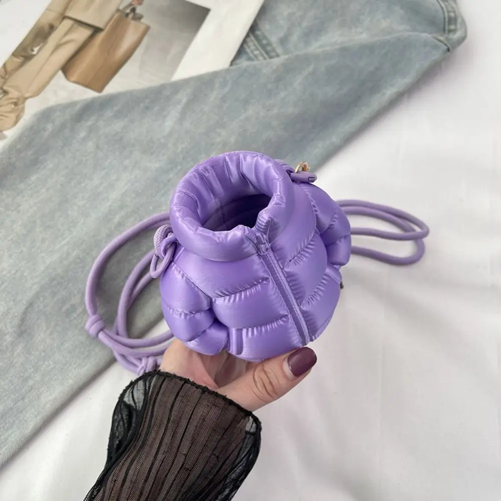 

Casual Y2K Down Jacket Crossbody Bag Cartoon Creative Small Messenger Bag Street Style Handbag Cylindrical Bag Boy