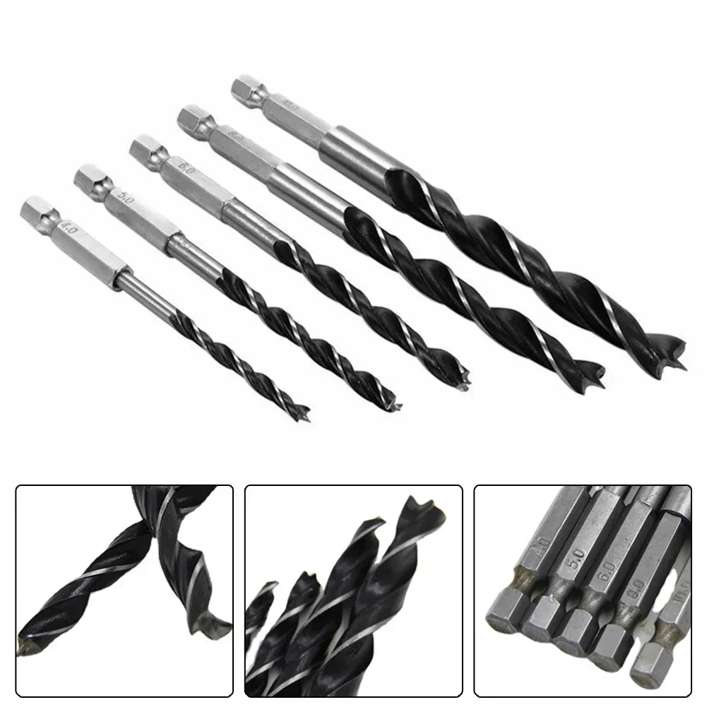 For Woodworking Drilling Drill Bits Three-pointed /10mm /5mm /6mm /8mm 5 Piece Set Three Point Woodworking Drill