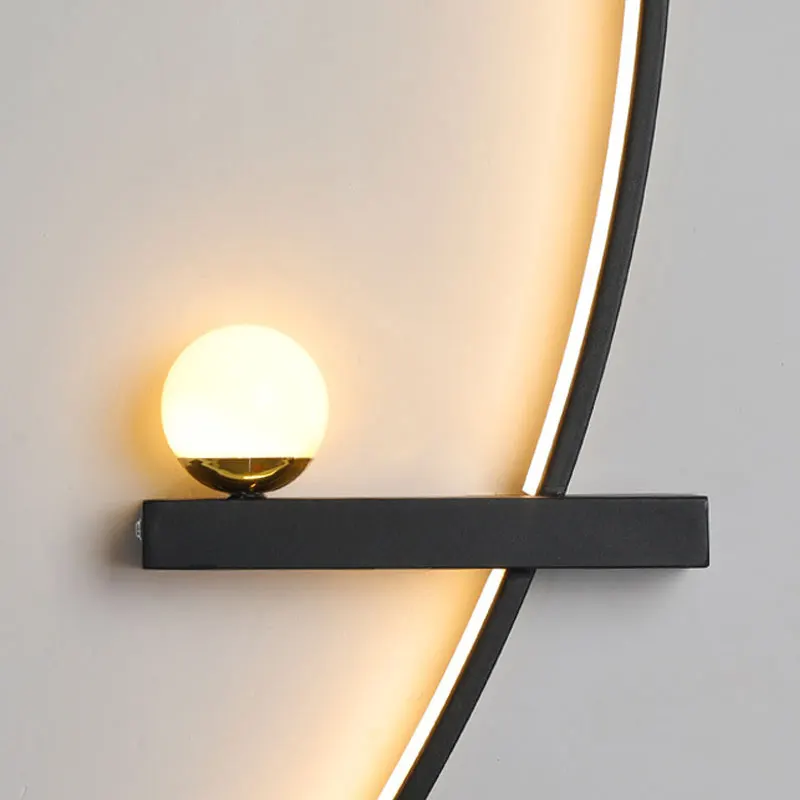 Imagem -03 - Lâmpada de Parede Moderna Nórdica Preto e Ouro Minimalista Sala de Estar Sofá Plano de Fundo Decorativa Luz Quarto Cabeceira Luxo