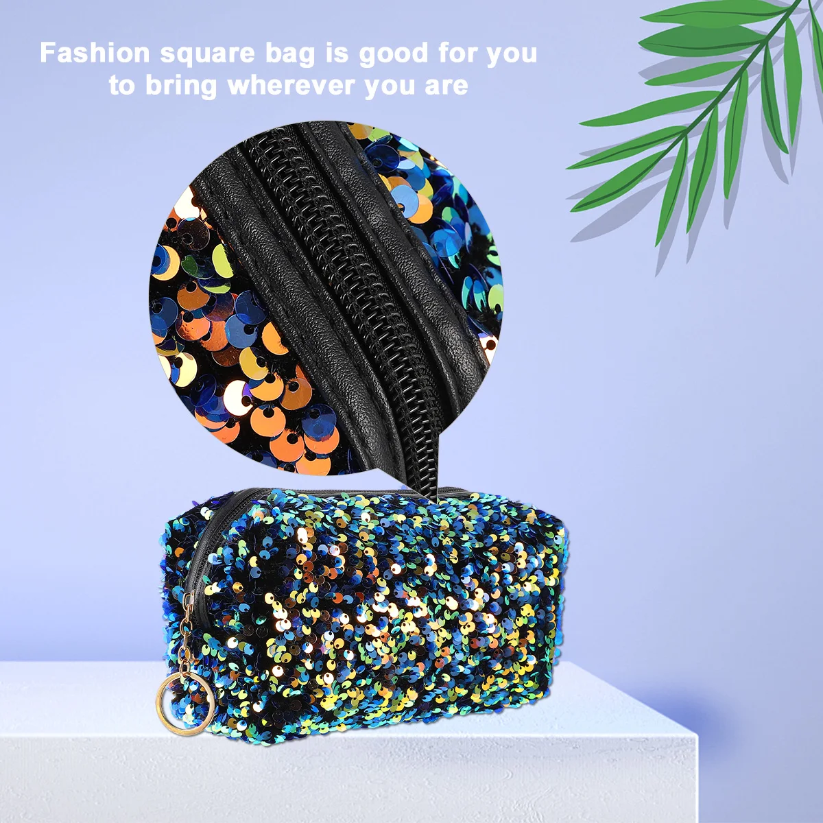 

1pc Bag Velvet Storage Bags Sequin Square Handbag Travel Toiletry Large Capacity Lightweight Portable For Women