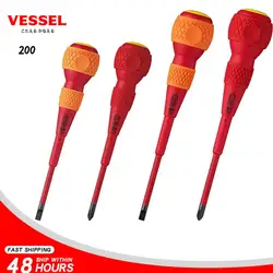VESSEL VDE 200 Insulated Screwdriver , Japan 1000v Electrician Repair Ball Grip Cross Slotted and Slotted Screwdriver Series