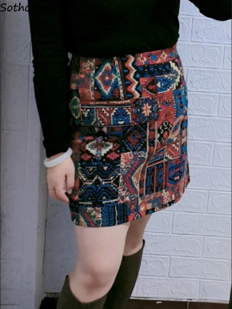 

Мини-юбки женские инди-фолк-стиль шикарная вышивка винтажная универсальная уличная одежда темперамент трапециевидной формы Faldas мода эстетический шик