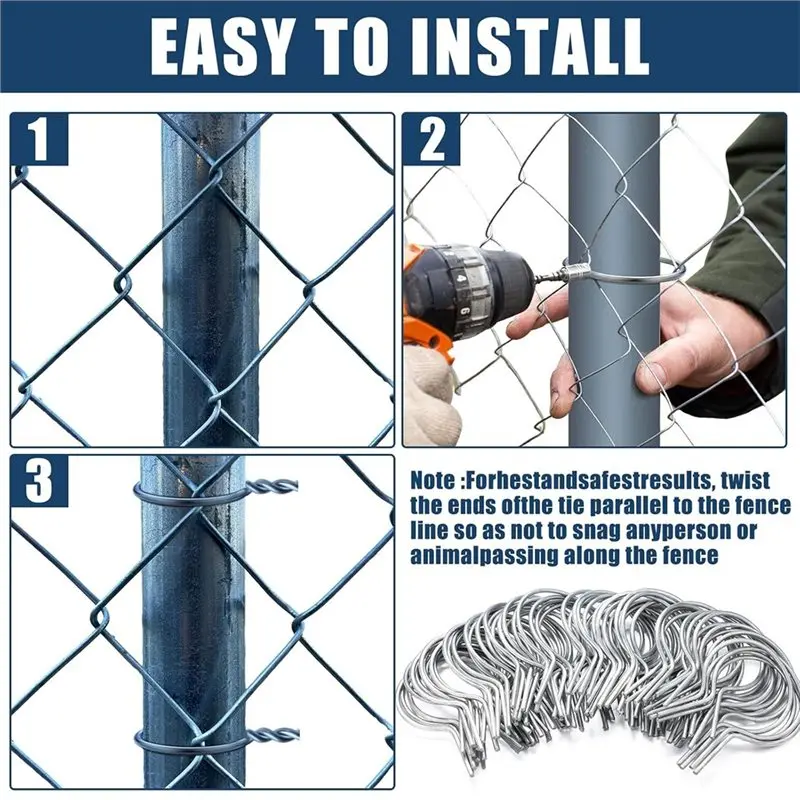 [NEW!A08R】 Wire Tie, 100Pcs Wire Clamp Fence- Portable Outdoor Fence, Fastening Strap For Chain Link Fence Projects