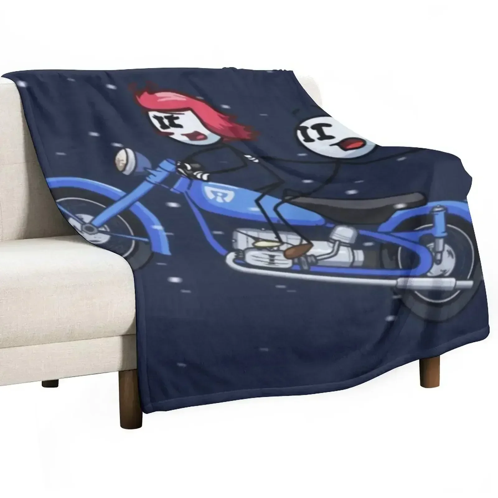 Henry and Ellie on Motorcycle Throw Blanket Flannel Fabric Thin for winter Travel valentine gift ideas Beautifuls Blankets