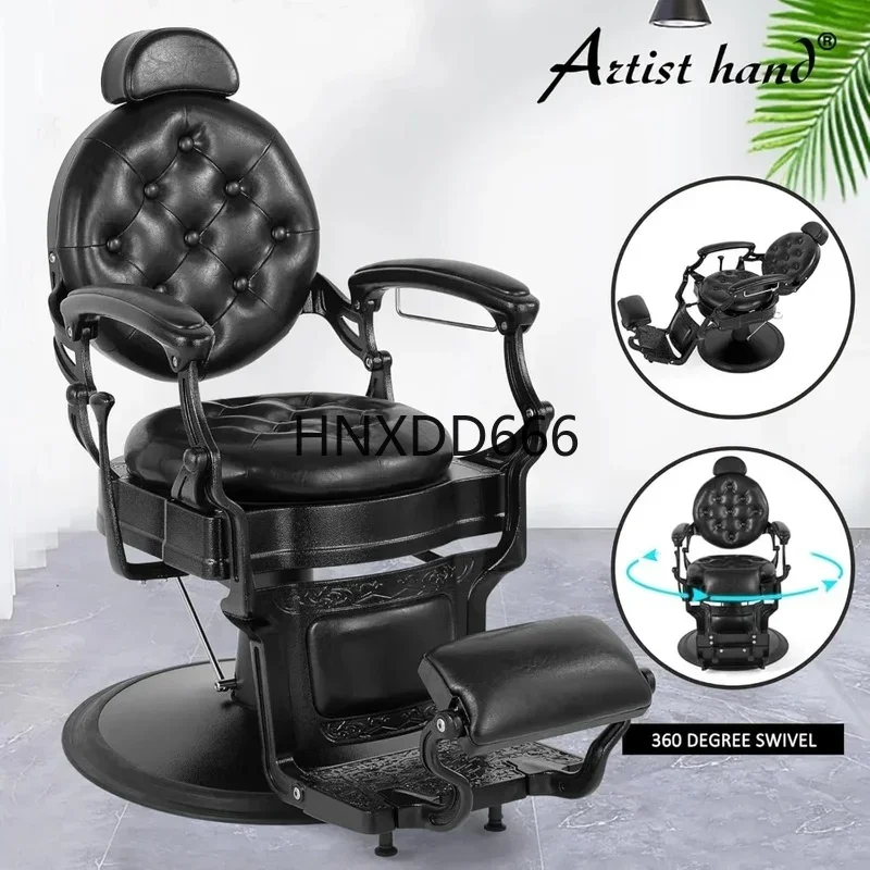 Hydraulic Reclining Barber Chair with Rounded Cushioning for Salon and Spa Styling