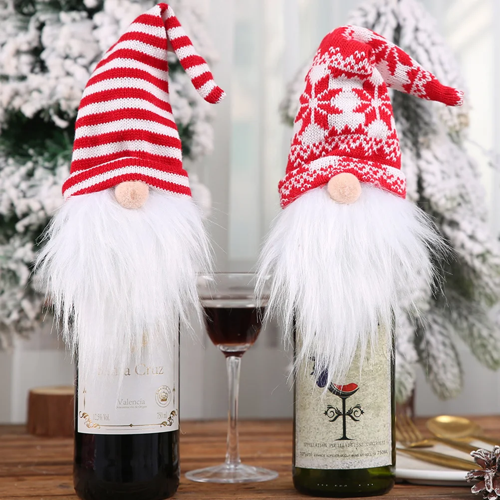 

2pcs Christmas Knit Old Man Cover Decor Party Celebration Housewarming Birthday Carnival Anniversary Decoration Table