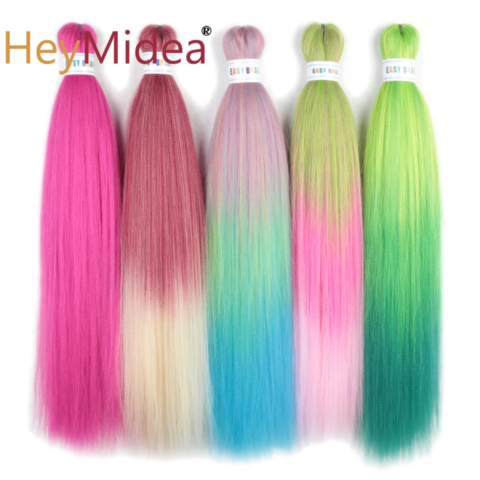 26 pulgadas trenzas fáciles sintéticas coloridas preestiradas jumbo ombre yaki largo lacio 4