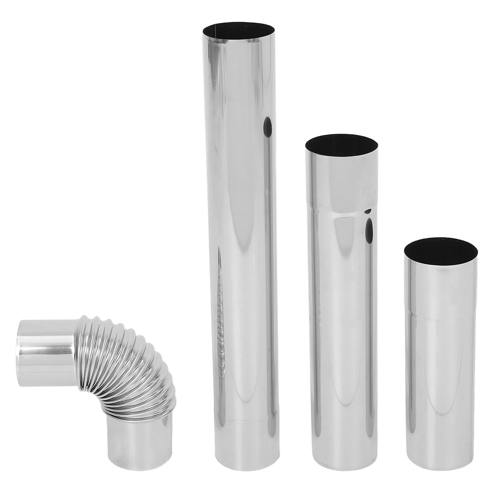 

4pcs Stainless Steel Flue Pipe Elbow Straight Tube Bend Fitting For Wood Stove Chimney System Evacuation Ventilation Duct