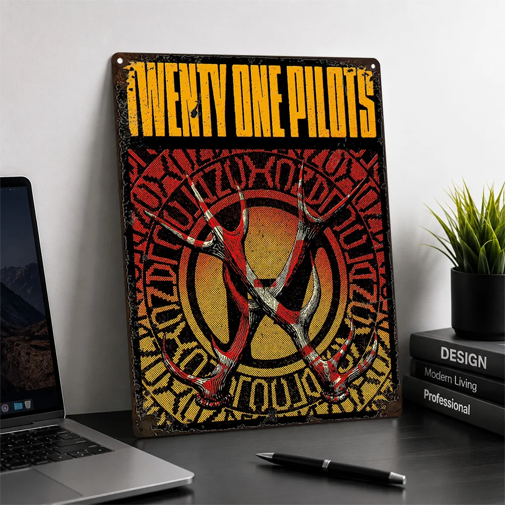 Twenty One Pilots Antlers Aluminum Poster Bold Graphic Wall Art For Music Studio Customized Metal Sign Record Collector Gift