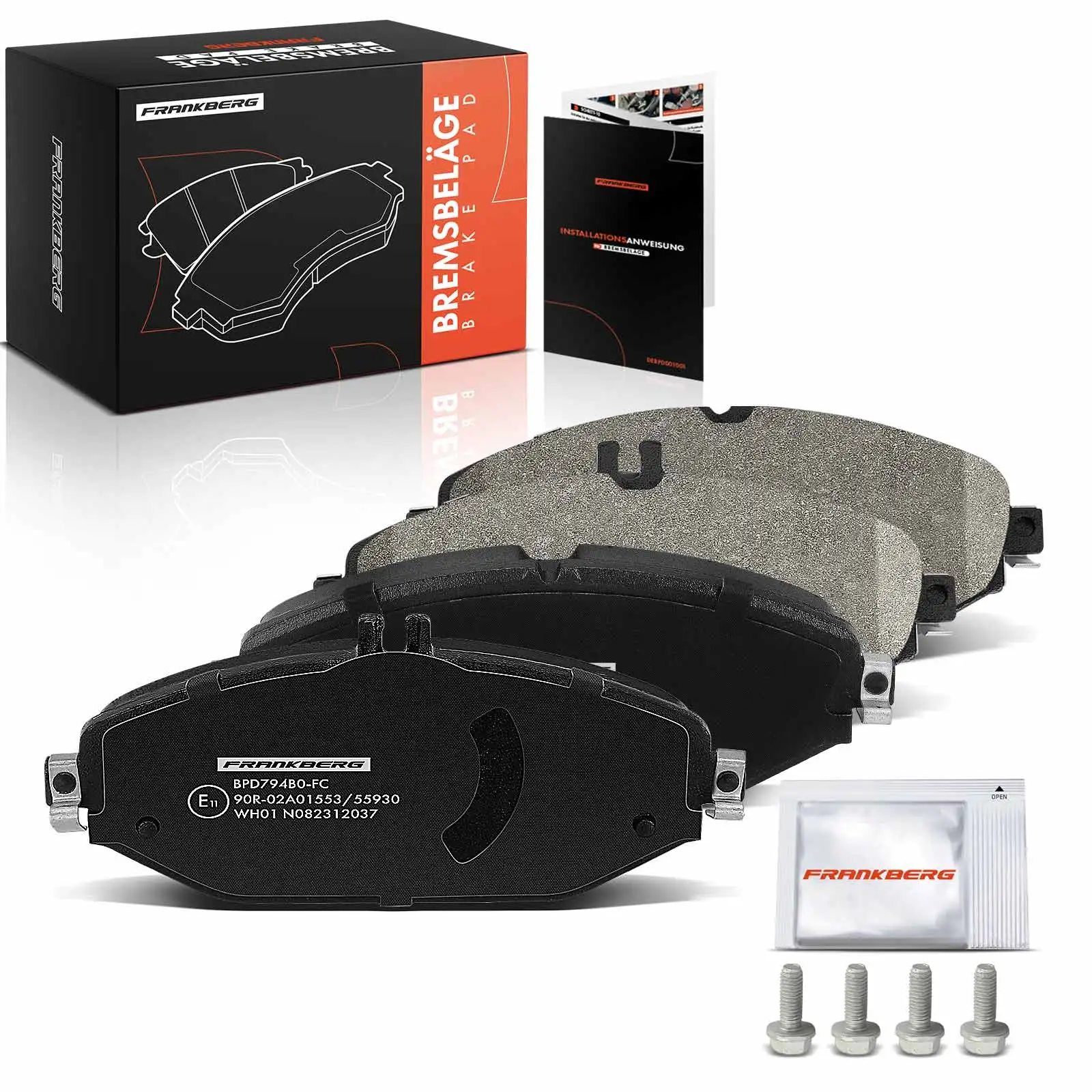 Frankberg 4x Bremsbeläge Vorderachse für Mercedes-Benz W205 A205 C205 S205 C257 W213 Bj ab 2013 A0084203820 0084203820