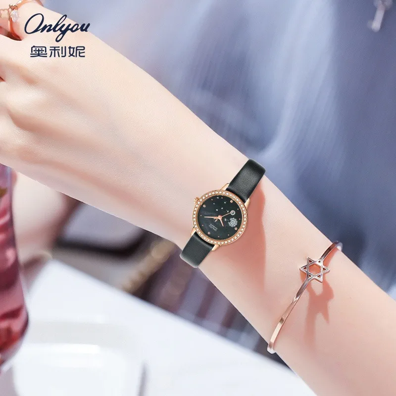 ONLYOU Luxury Shell Dial Quartz Women's Watch,Genuine Leather/Stainless Steel Strap,Water Resistant,Comes with Exquisite Wat Box