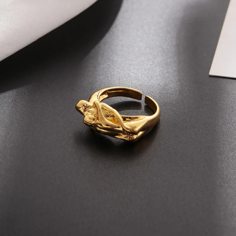 2025 new jewelry abstract design men and women hug and kiss rings, couples, popular jewelry, jewelry wholesale