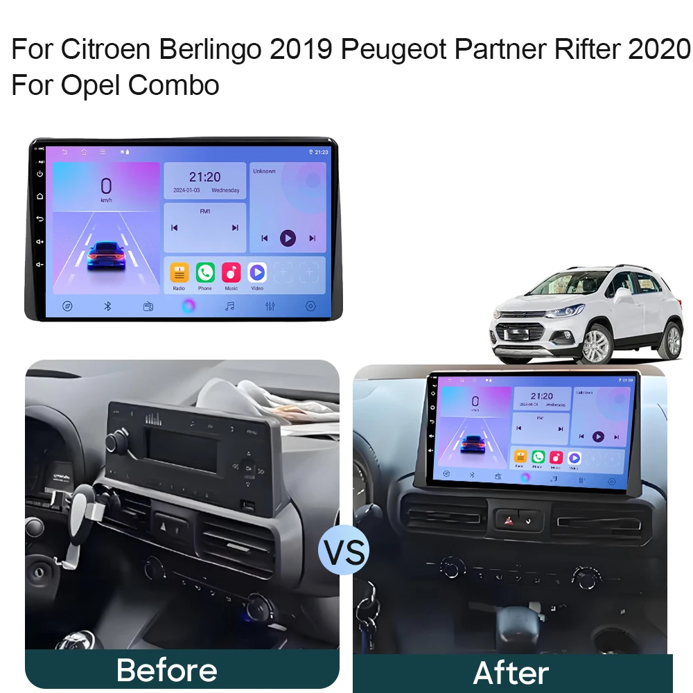 GPS 4G For Citroen Berlingo 2019 Peugeot Partner Rifter 2020 For Opel Combo Car Radio 2K Screen Navigation Wireless Carplay Auto